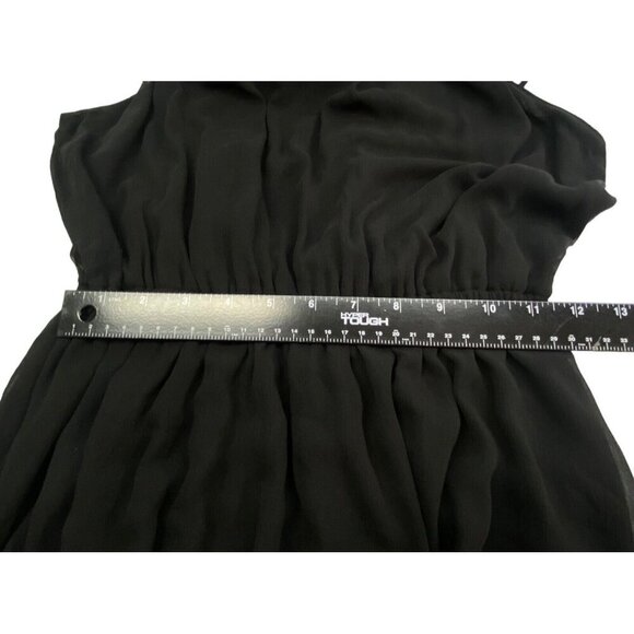ABERCROMBIE FITCH Women Chiffon Overlay Mini Halter Dress Size M Black Chic 4-22 - Picture 8 of 13